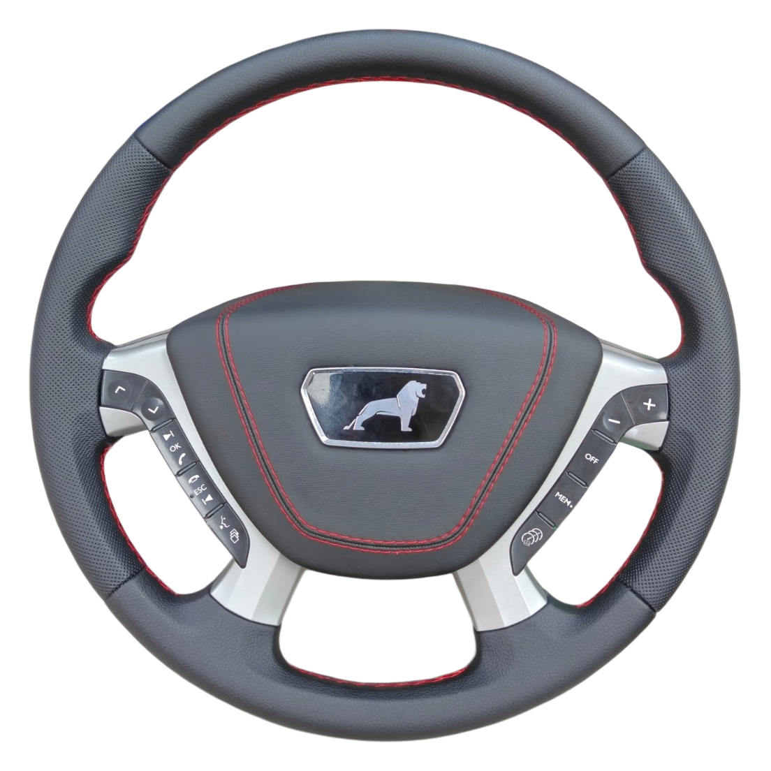 Tapizado de volante MAN con tapa central en taller