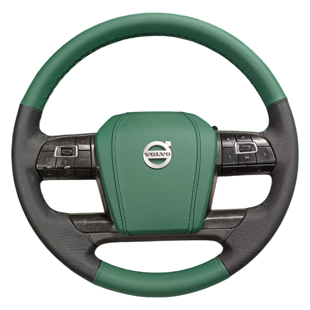 Tapizado de volante Volvo FH4 verde con tapa central