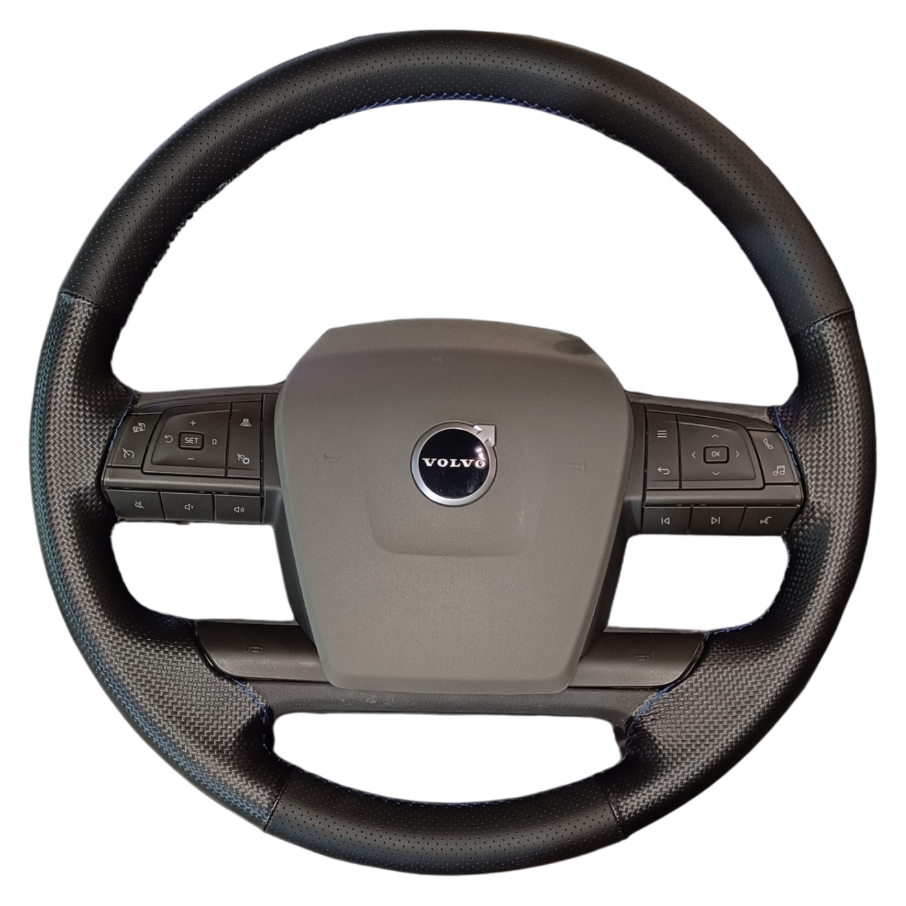 Tapizado de volante Volvo FH5 con logo negro y tapa central
